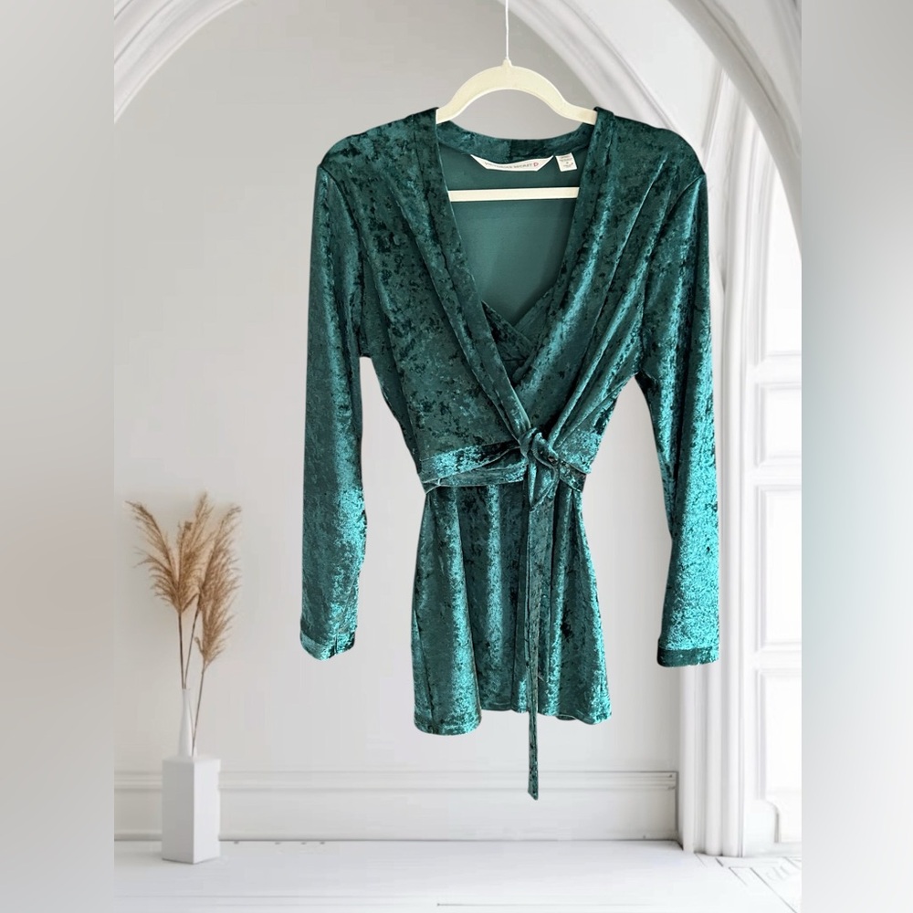 Y2K VICTORIA’S SECRET Vintage‎ SET Slip Dress and Wrap Crushed Green Velvet M